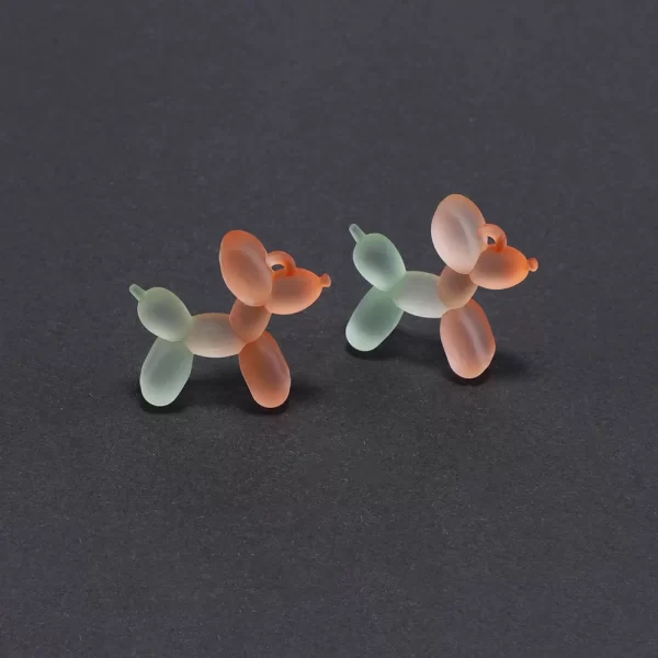 6pcs bicolor gradient balloon dog animal charms pendant for earrings bracelet keychain necklace jewelry making diy accessories