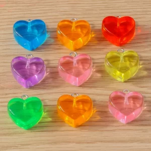 10pcs cute colorful resin transparent heart charms pendants for jewelry making earring bracelet necklace diy crafts supplies