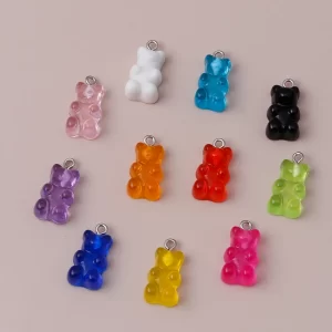 20pcs 11x22mm cartoon colorful gummy bear charms pendants for jewelry making necklaces earrings bracelets diy crafts accessories