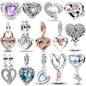 sweet 925 sterling silver love you mom entwined infinite hearts charm fit original bracelet for women necklace fine jewelry