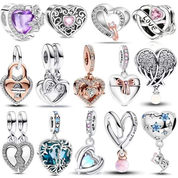 sweet 925 sterling silver love you mom entwined infinite hearts charm fit original bracelet for women necklace fine jewelry