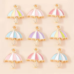 10pcs 15*19mm enamel colorful umbrella charms for diy bracelet earrings handmade necklace jewelry making accessories
