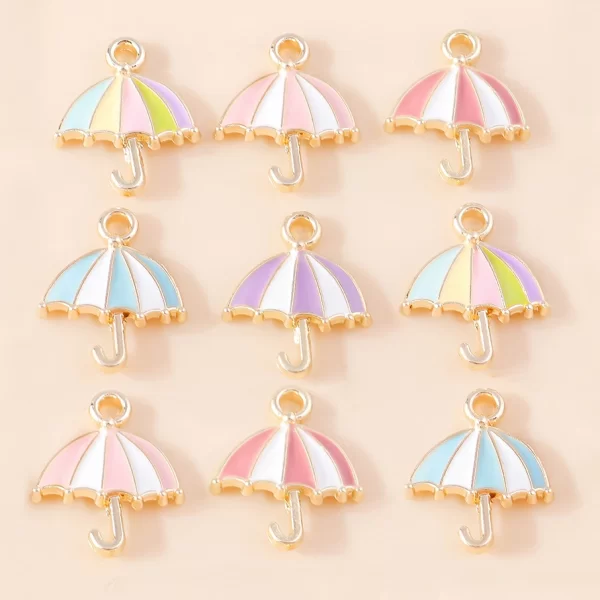 10pcs 15*19mm enamel colorful umbrella charms for diy bracelet earrings handmade necklace jewelry making accessories