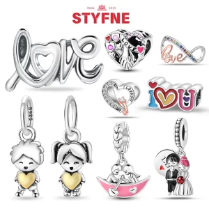 925 silver new series couple love boy&girl dangle charms heart beads fit original bracelet for women diy fine jewelry gift