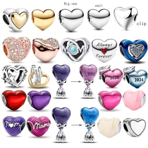 925 sterling silver be love engravable&multi colored heart shaped beads charm fit brand bracelet classic jewelry