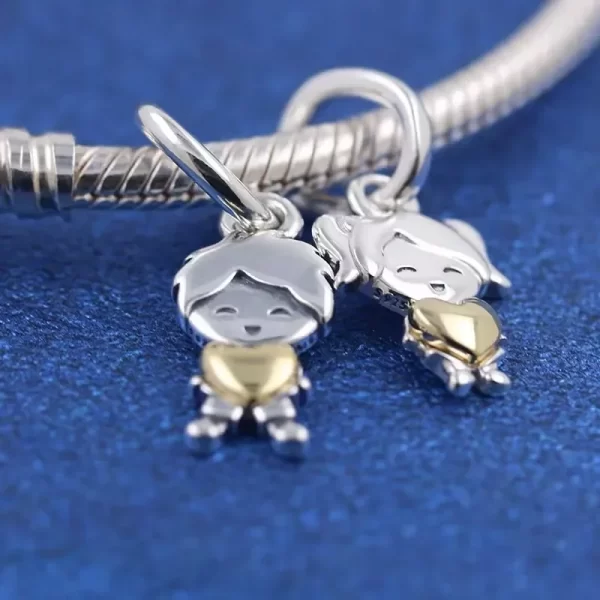 925 silver new series couple love boy&girl dangle charms heart beads fit original bracelet for women diy fine jewelry gift