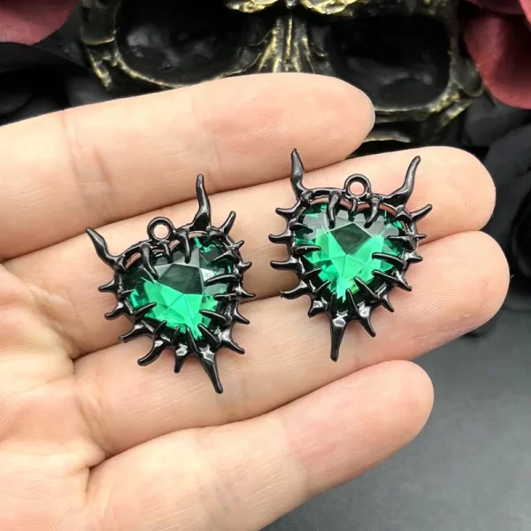 4pcs gothic thorn heart charms spiky burning heart pendant punk necklace earring diy thorns charms jewelry handicraft making