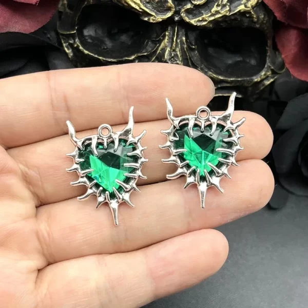 4pcs gothic thorn heart charms spiky burning heart pendant punk necklace earring diy thorns charms jewelry handicraft making