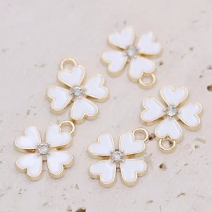 10pcs gold plated enamel clover charm pendant for jewelry making earrings bracelet necklace accessories diy