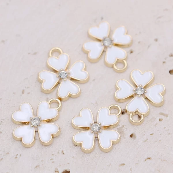 10pcs gold plated enamel clover charm pendant for jewelry making earrings bracelet necklace accessories diy