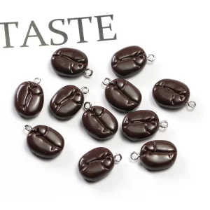10pcs/lot cute coffee beans resin charms cacoa bean food pendants for earrings necklace keychain diy jewelry making findings