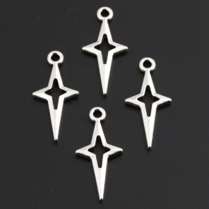 100pcs silver color 23x10.5mm star charm shooting stars pendant fit diy handmade metal alloy jewelry making finding supplies