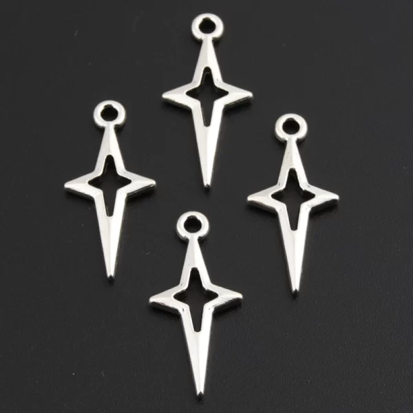 100pcs silver color 23x10.5mm star charm shooting stars pendant fit diy handmade metal alloy jewelry making finding supplies