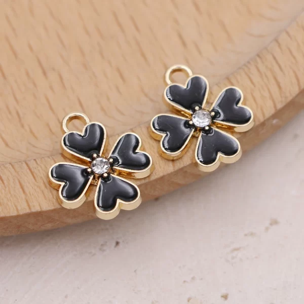 10pcs gold plated enamel clover charm pendant for jewelry making earrings bracelet necklace accessories diy