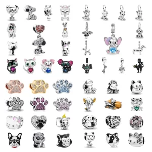 fine 925 silver plated fit original bracelet european dog paw cat dangle charm beads necklace pendant diy women jewelry gift