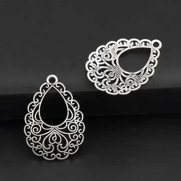 20pcs silver color 34x24mm chandelier charms drop shaped pendant fit diy jewelry making handcrafted accessories