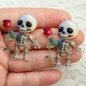 10pcs halloween acrylic charms skeleton rose for earring keychain pendant necklace diy making