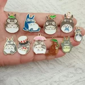 10pcs cartoon anime charms for jewelry making enamel necklace keychain phone pendant diy accessories alloy metal gold plated