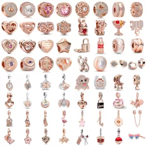 rose gold key lock rabbit murano turtle pendant dangle bead charms fit european silver plated 925 bracelet for women diy