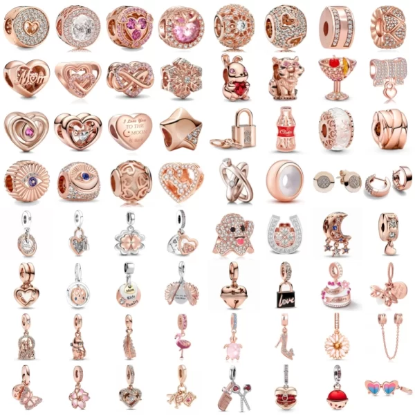 rose gold key lock rabbit murano turtle pendant dangle bead charms fit european silver plated 925 bracelet for women diy