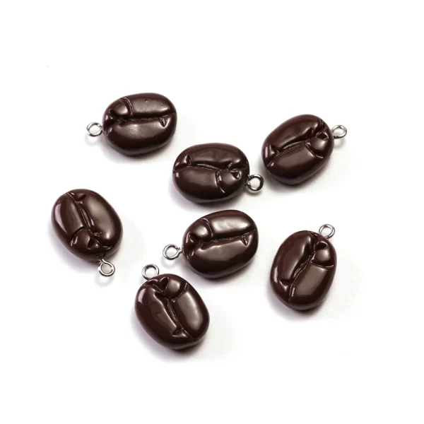 10pcs/lot cute coffee beans resin charms cacoa bean food pendants for earrings necklace keychain diy jewelry making findings