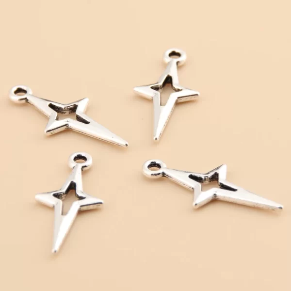 100pcs silver color 23x10.5mm star charm shooting stars pendant fit diy handmade metal alloy jewelry making finding supplies