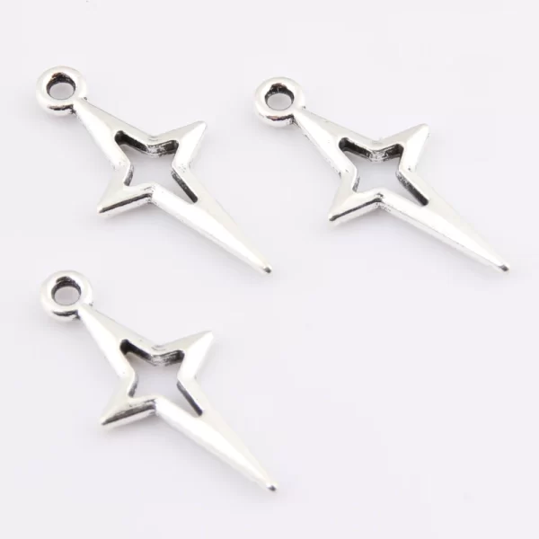 100pcs silver color 23x10.5mm star charm shooting stars pendant fit diy handmade metal alloy jewelry making finding supplies