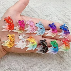 10pcs acrylic goldfish charms fish pendants mixed color for cute dangle earrings necklace jewelry making findings