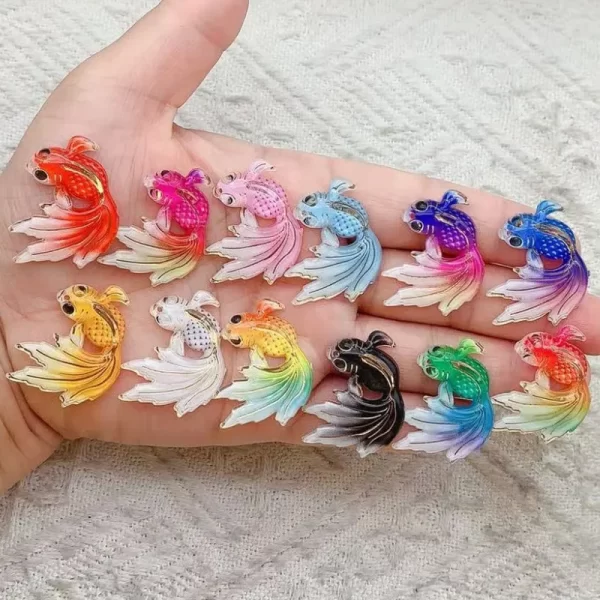 10pcs acrylic goldfish charms fish pendants mixed color for cute dangle earrings necklace jewelry making findings