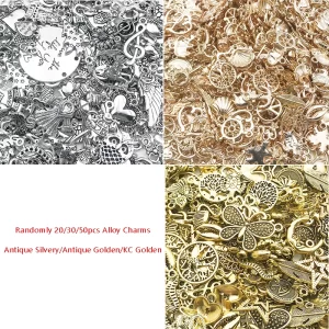 randomly mix 20/30/50pcs metal alloy charms pendants beads for diy handmade bracelets, neacklaces, earrings, diy jewelry making