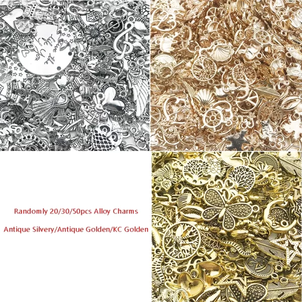 randomly mix 20/30/50pcs metal alloy charms pendants beads for diy handmade bracelets, neacklaces, earrings, diy jewelry making