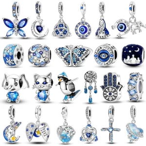 charm silver 925 beads blue series fit bracelet charms diy original fashion pendants for jewelry maing
