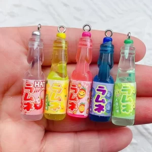 10pcs plastic pop cola soda drinks beverages charms juice alcohol lemonade bottle resin pendants for jewelry making mini crafts