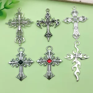5/6pcs gothic cross charms alloy pendants for diy bracelets necklaces earrings jewelry making accessories