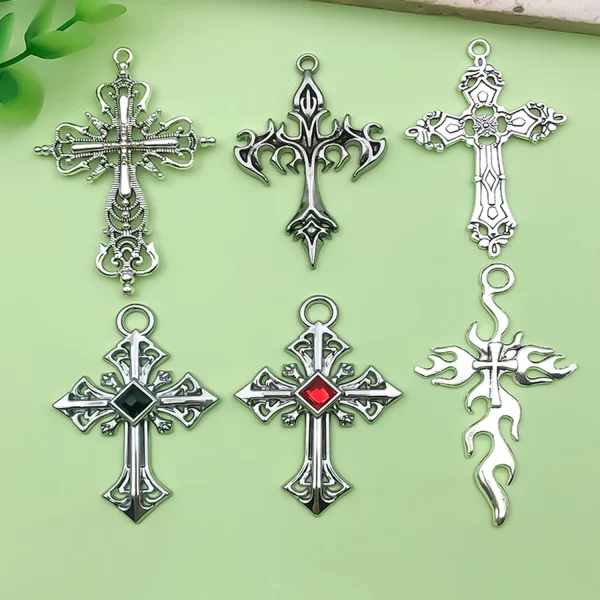 5/6pcs gothic cross charms alloy pendants for diy bracelets necklaces earrings jewelry making accessories