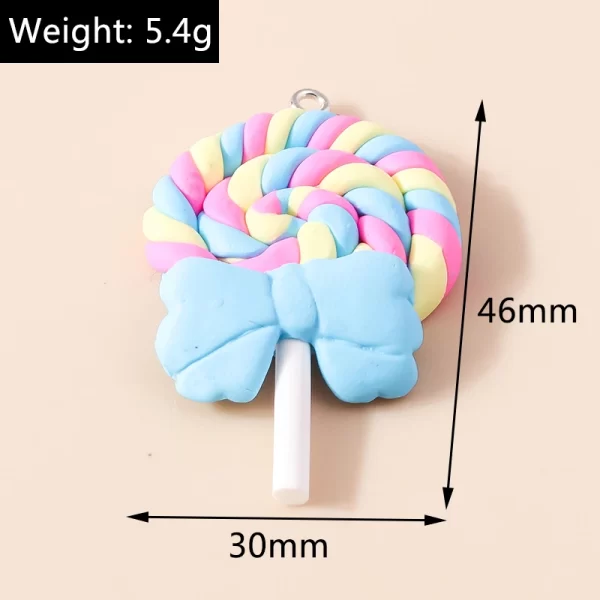 10pcs sweet girls kawaii cartoon resin candy color lollipop charms pendants for earring bracelet diy jewelry making supply