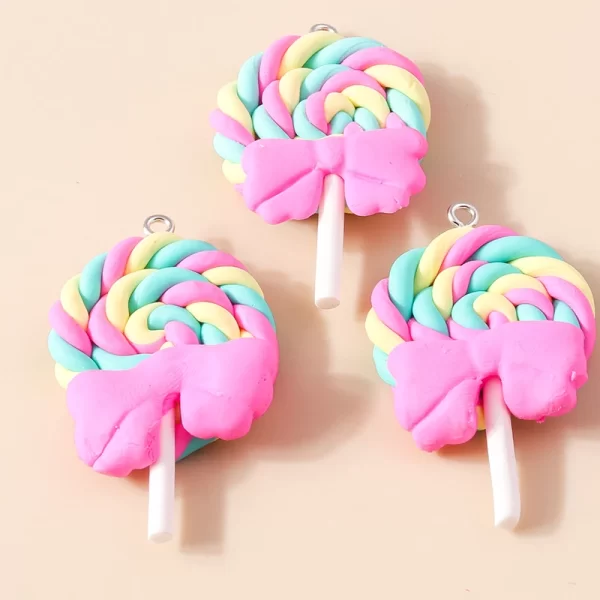 10pcs sweet girls kawaii cartoon resin candy color lollipop charms pendants for earring bracelet diy jewelry making supply
