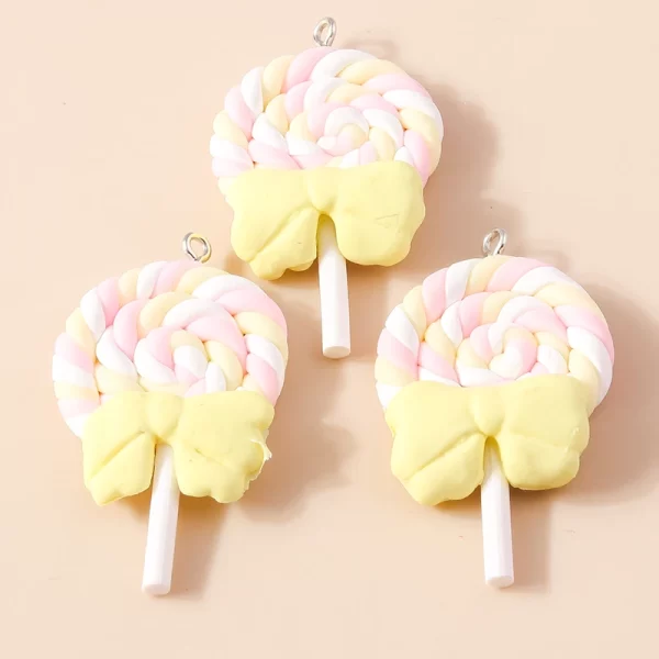 10pcs sweet girls kawaii cartoon resin candy color lollipop charms pendants for earring bracelet diy jewelry making supply
