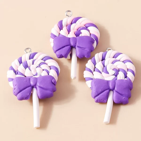 10pcs sweet girls kawaii cartoon resin candy color lollipop charms pendants for earring bracelet diy jewelry making supply