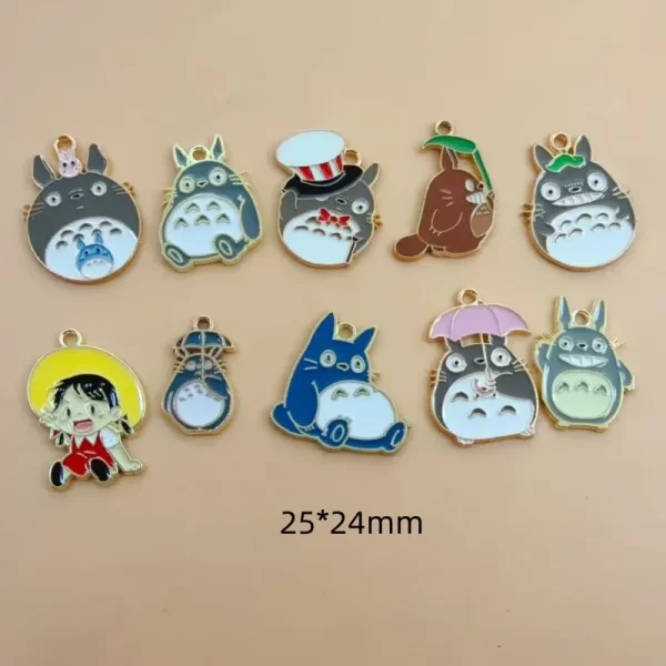 10pcs cartoon anime charms for jewelry making enamel necklace keychain phone pendant diy accessories alloy metal gold plated