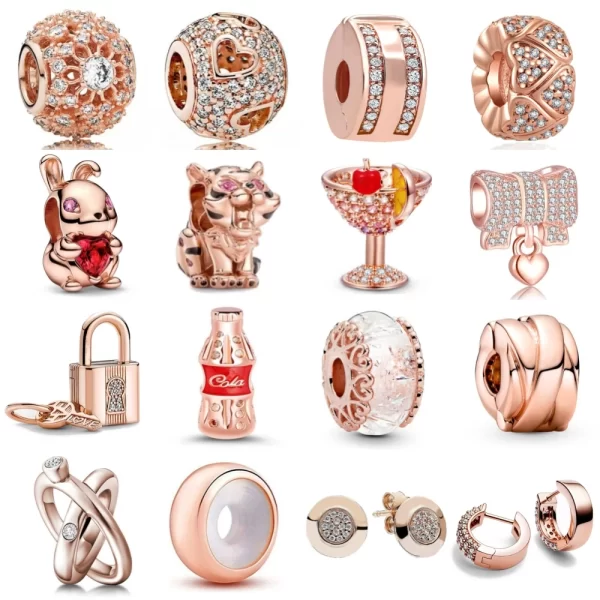 rose gold key lock rabbit murano turtle pendant dangle bead charms fit european silver plated 925 bracelet for women diy