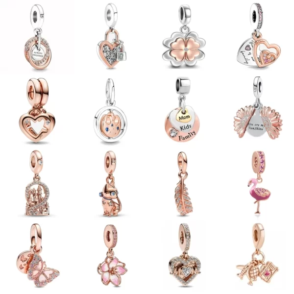 rose gold key lock rabbit murano turtle pendant dangle bead charms fit european silver plated 925 bracelet for women diy