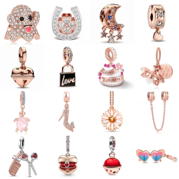 rose gold key lock rabbit murano turtle pendant dangle bead charms fit european silver plated 925 bracelet for women diy