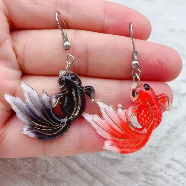 10pcs acrylic goldfish charms fish pendants mixed color for cute dangle earrings necklace jewelry making findings