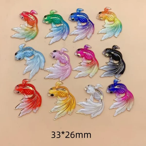 10pcs acrylic goldfish charms fish pendants mixed color for cute dangle earrings necklace jewelry making findings