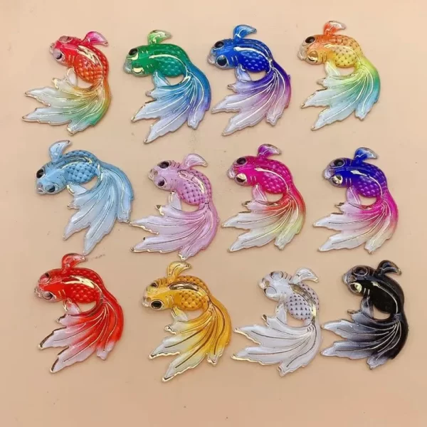 10pcs acrylic goldfish charms fish pendants mixed color for cute dangle earrings necklace jewelry making findings