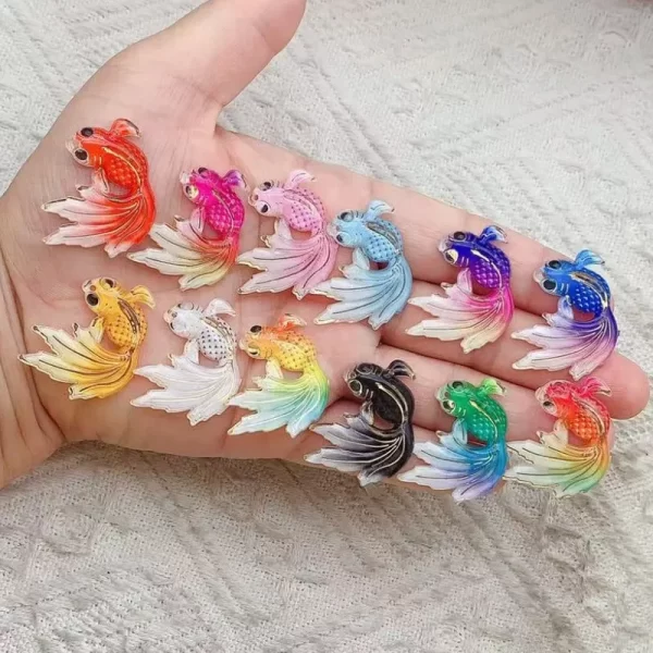 10pcs acrylic goldfish charms fish pendants mixed color for cute dangle earrings necklace jewelry making findings