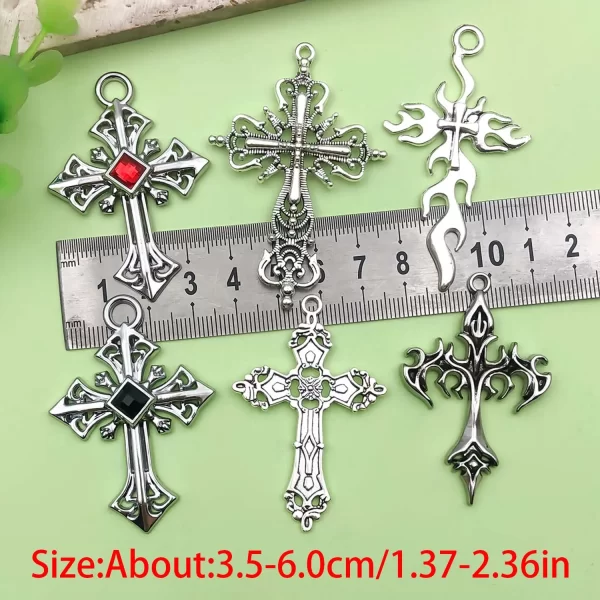 5/6pcs gothic cross charms alloy pendants for diy bracelets necklaces earrings jewelry making accessories