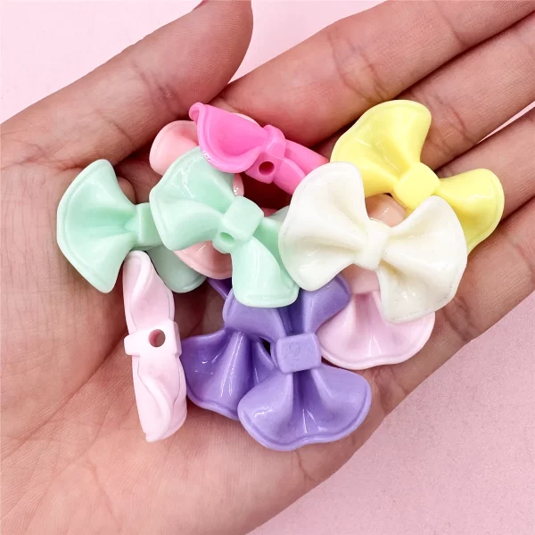 10pcs 23.2*31mm cream acrylic candy color big bow beads perforated pendant jewelry making accessories