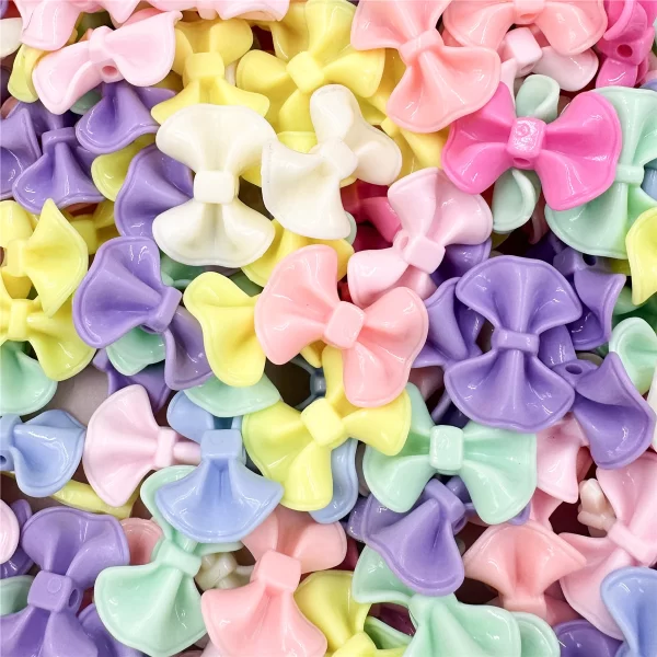 10pcs 23.2*31mm cream acrylic candy color big bow beads perforated pendant jewelry making accessories